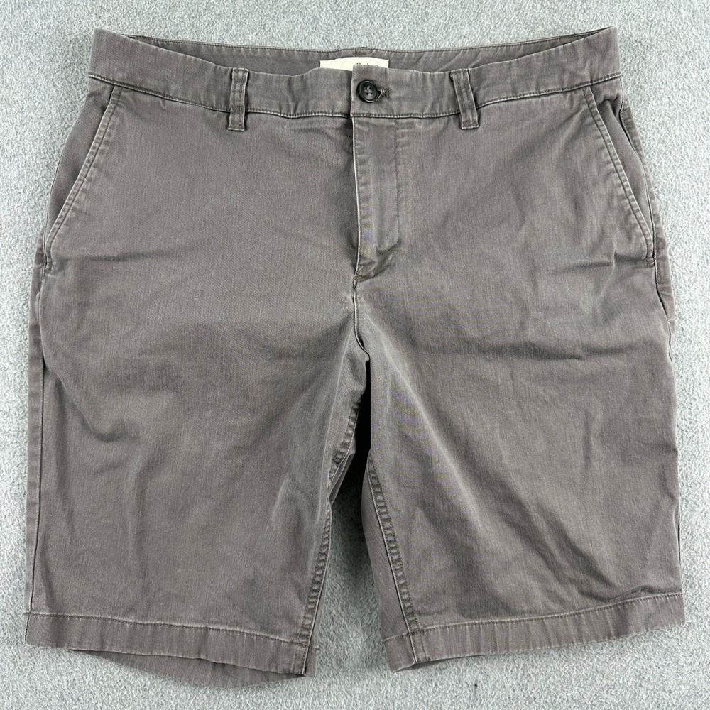 Hawker Rye Shorts Mens 34 Gray Chino Flat Front Stretch Cotton‎ Casual 10 Inseam